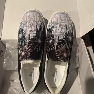 Disney Black Castle Slip On Shoes-Bibbidi Bobbidi Bling